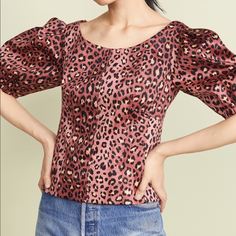 Rebecca Taylor Short Sleeve Leopard Top